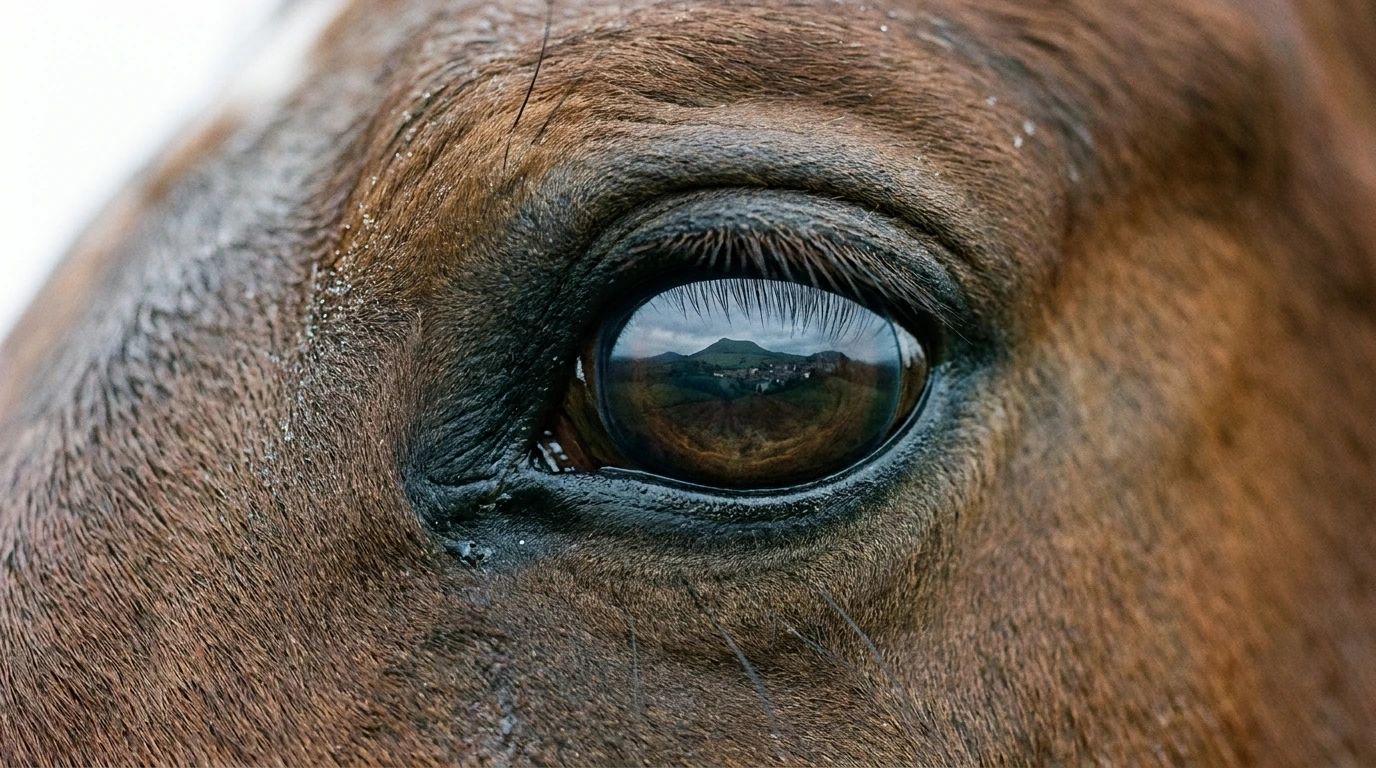 Un regard de cheval au Les chevaux des Sperios, Saint-Paulien